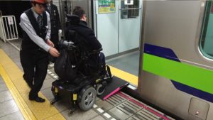 Boarding the underground on an electric wheelchair