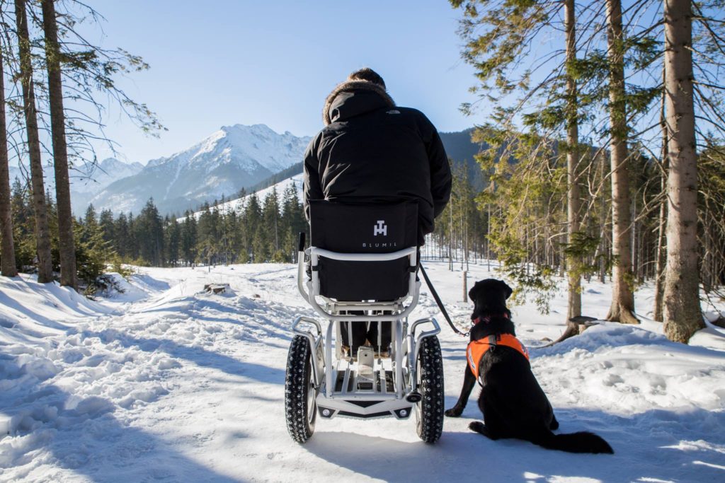 Blumil electric wheelchair in Polish mountains