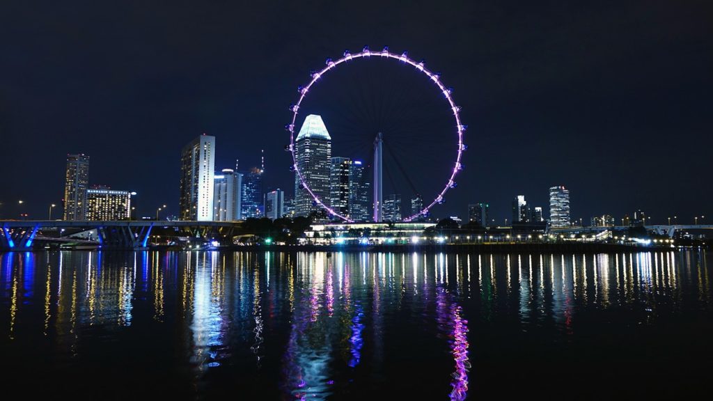Singapore, city lights, electric wheelchair, accessible travel