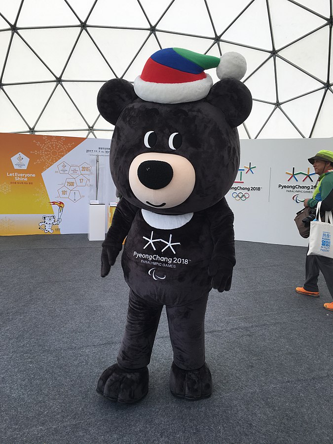 Bandabi, Winter Paralympics in Korea, Bandabi the mascot, Paralympics the mascot, the bear mascot, electric wheelchair, sports for disabled people